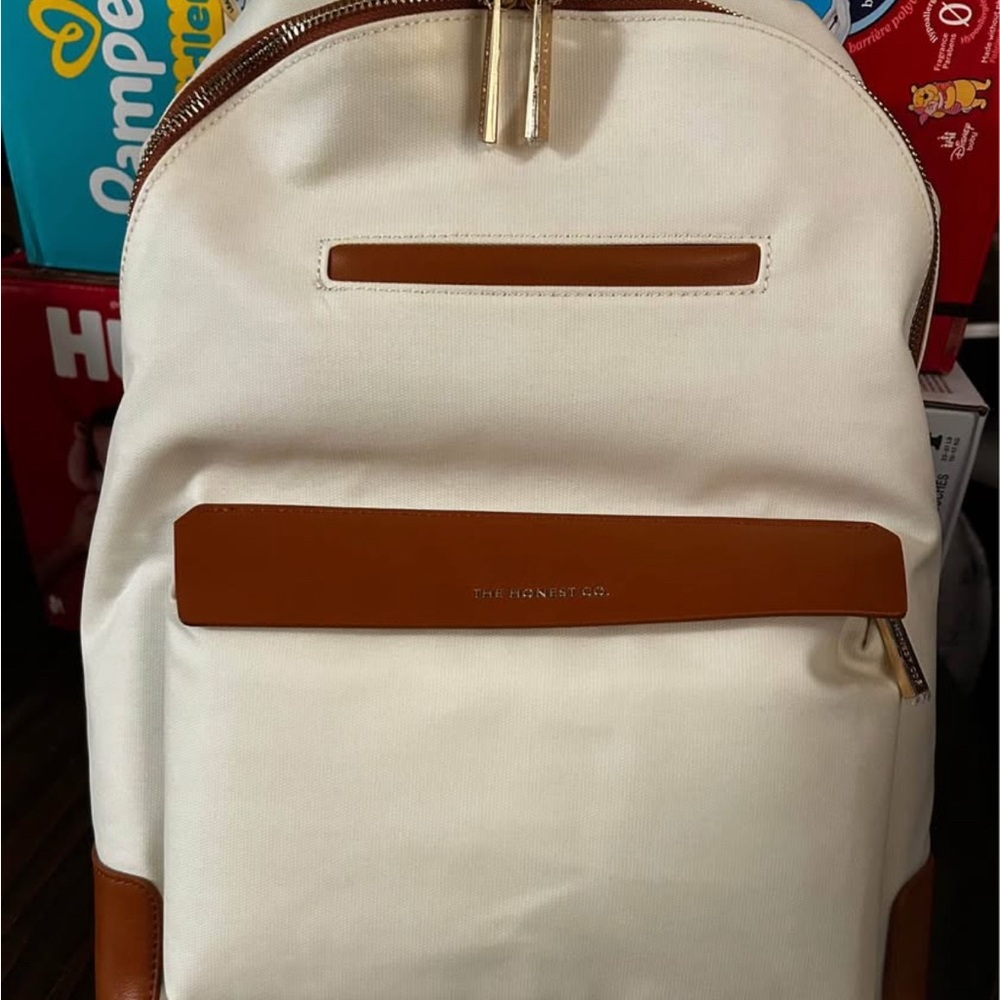 The Honest Company Cream and Tan Backpack